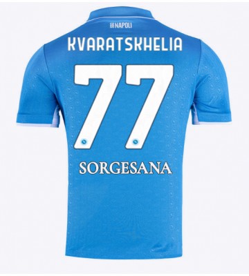 SSC Napoli Khvicha Kvaratskhelia #77 Hemmatröja 2024-25 Kortärmad